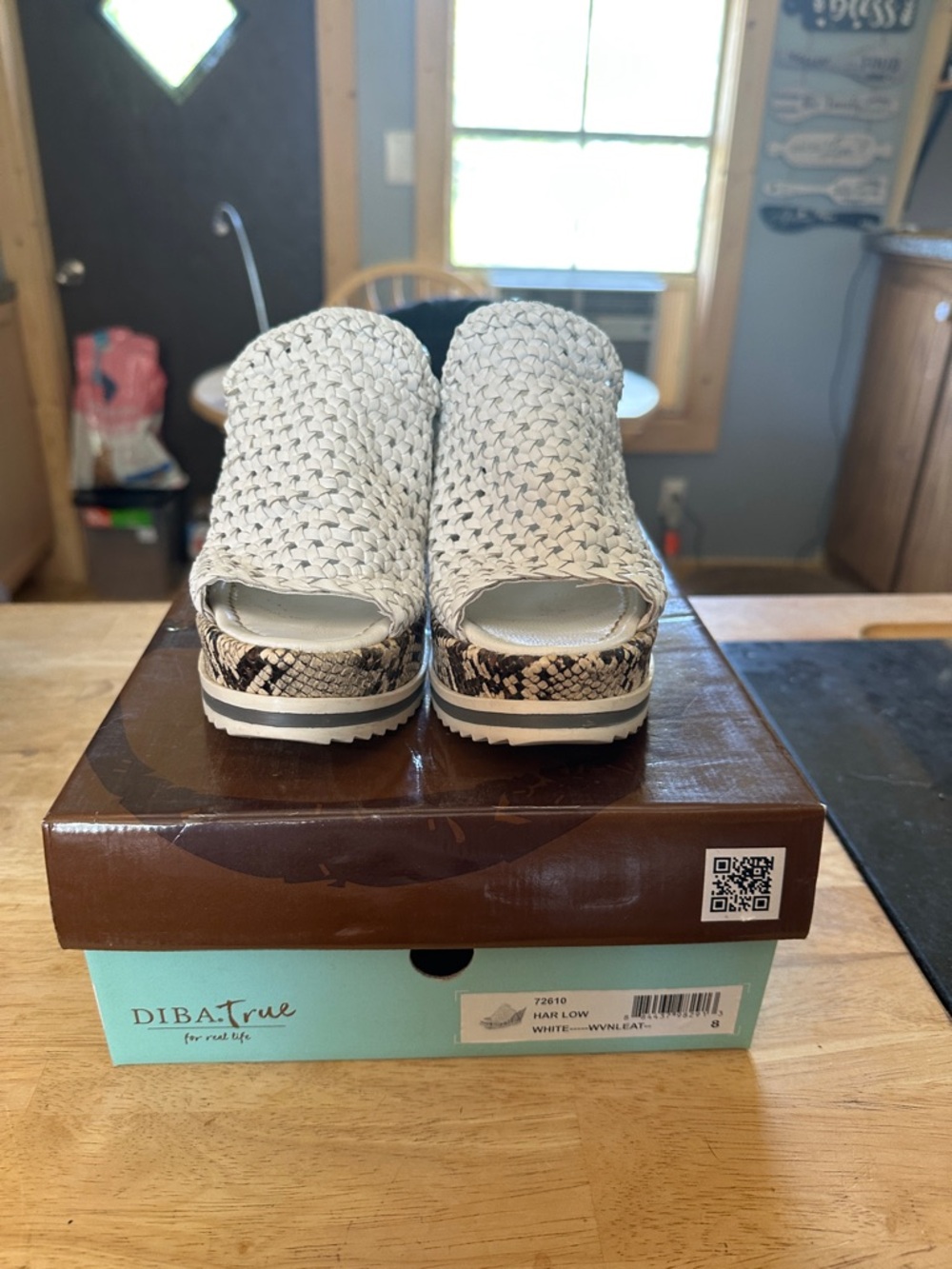 Diba True White Woven Platform Wedge Sandals